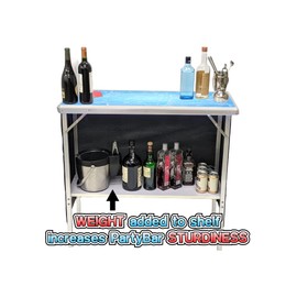 PARTYPONG ICED Folding Portable Party Bar w/Black Skirt, Storage Shelf, and Carrying Bag - Double Set