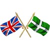 Union Jack/Devon Crossed Flags (small 69mm x 138mm) (144mm x