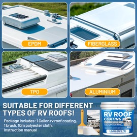 RV Roof Coating White 1 Gallon, LUVBOATE Solar Reflective Sealant, Waterproof Flexible RV Roof Sealant for Trailers, Campers, Motorhomes Leak Repair and Maintenance