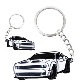 RUIHEDAHB 1PC Double-sided Car Keychain for Dodge Challenger Key Chain Fob Cover Cool Mods Accessories (white)
