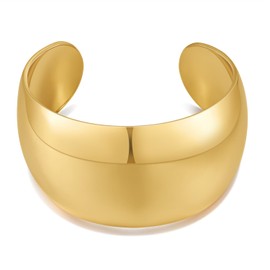 HUAYUNFANG Gold Chunky Cuff Bracelet for Women Polished Bold Statement Bangle Bracelet Adjustable Gold Cuff Bracelet Trendy Jewelry