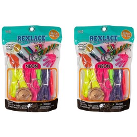 Pepperell Rexlace Cord 450 FT 2 Rings 6 Lanyard Snaps EZ Gimper Beading Line Kit - Neon (2 Pack)