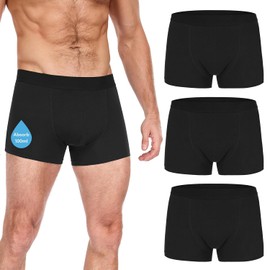 Calzones para Incontinencia para Hombre - Hasta 100ml de Absorción | A prueba de fugas y Neutraliza Olores | Calzones-bóxer Reutilizables y Lavables para Control de la Vejiga | Talla Alta para Uso Nocturno y Activo [Paquete de 3] (Negro, Talla M)