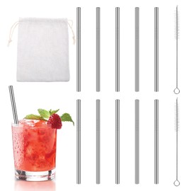 10 Pack 4.7 Inch Short Metal Cocktail Straws Reusable Stainless Steel Straws Drinking Straws Steel Straws Drinking with Cleaning Brush for Coffee Mugs, Small Glasses or Cups