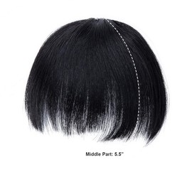 BUYOGET Clip in Fringe 100% Human Hair Pieces Black Fringe Clip in Hair Choppy Clip on Bangs