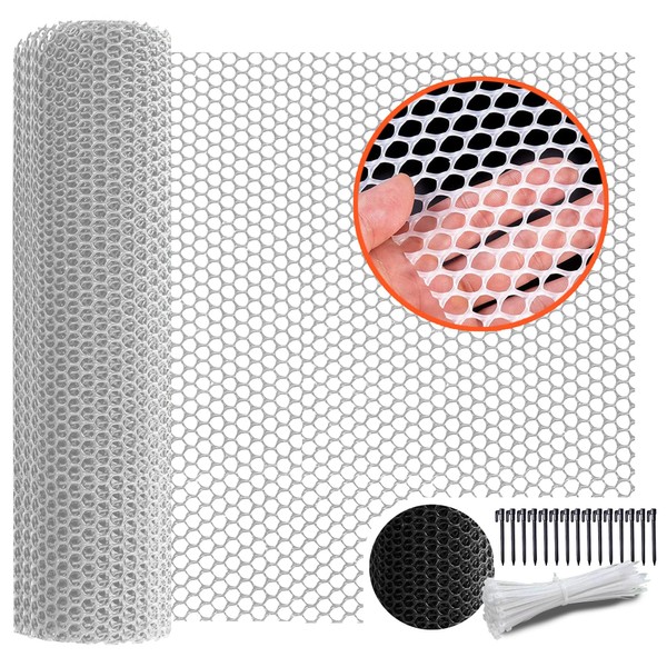 White Upgraded Plastic Chicken Wire Mesh 15.7 IN x 13