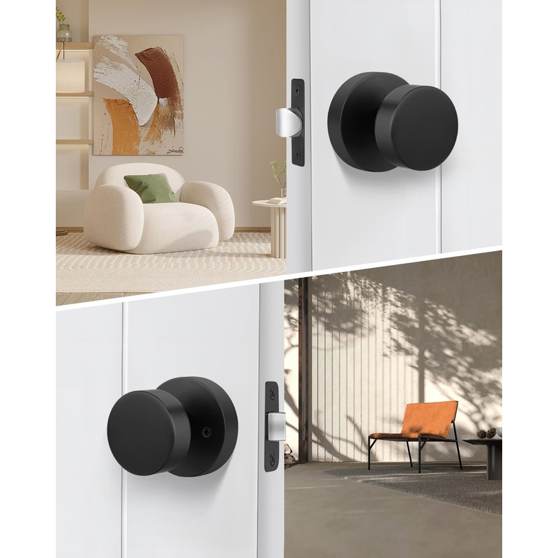 goldenwarm Black Closet Door Knobs, Heavy Duty Zinc-Alloy Passage Matte