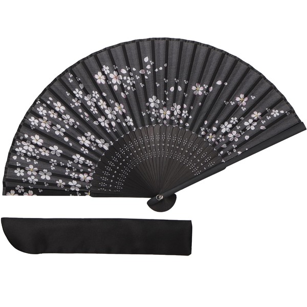 TOuWA Men's Ladies' Folding Fan, Bamboo Ribs, Japanese Pattern, Lightweight,