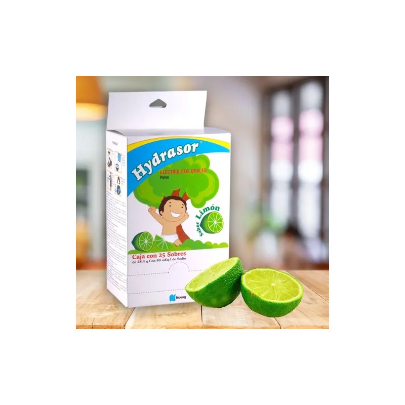 Hydrasor Electrolitos Orales Polvo Sabor Limón caja con 25 sobres
