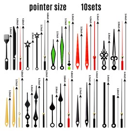 6 PCS High Torque Quartz Clock Movement Mechanism Replacement Clock Kit with 10 Different Pairs of Hands Clock for DIY Repair Clock Parts Shaft Lengths 12mm 15.5mm 21.5mm (Style 2)