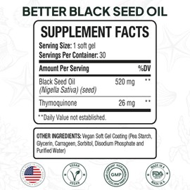 Organics Ocean Better Black Seed Oil Cold Pressed - Pure Nigella Sativa Oil for Immune Support - 5% Thymoquinone - Support Memory, Vitality, and Cellular Health