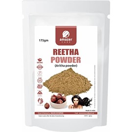 AmazerCare Natural Reetha Powder 100% Pure and Chemical Free (Aritha Powder, 175gm, Zipper Pouch) Soapnut Powder, Natural Cleanser & Conditioner for Hair