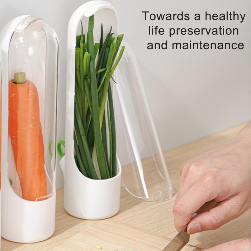 Restynic 2 Pack Herb Keeper Container for Refrigerator, Clear Storage
