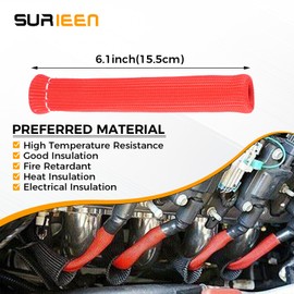 Spark Plug Wire Heat Shield - 2500 Degree Heat Shield Protector Sleeve Wear Resistant Spark Plug Wire Cover Wrap Boots for SBC BBC 350 454 (8Pcs,Red)