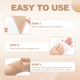 16 Pcs Tattoo Cover Up Patch, Invisible Ultra Thin Waterproof Sweatproof Tape for Skin Wrap Scar Birthmarks Finger Neck Hand and Swimming for White Skin Color