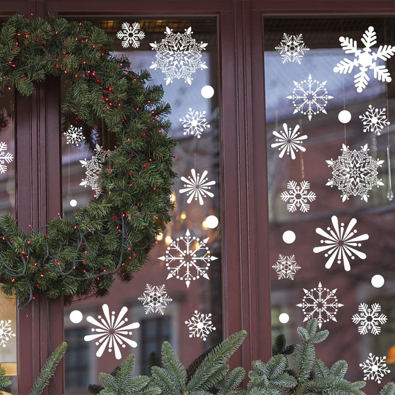 238 PCS Christmas Snowflake Window Clings Decorations, Xmas Window Stickers