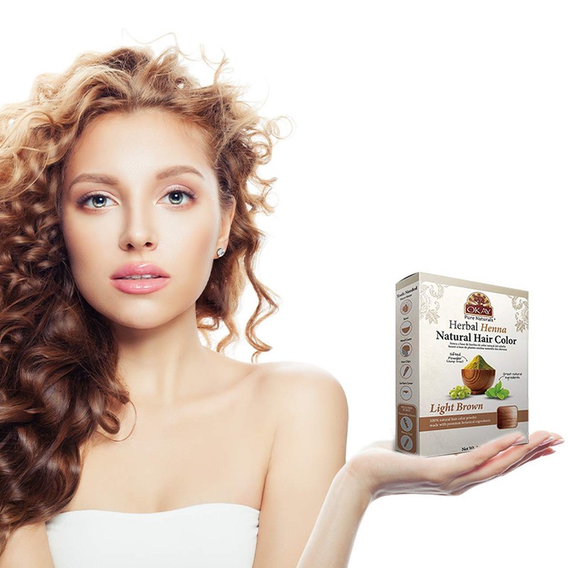 OKAY Pure Naturals Herbal Henna Color Light Brown, 56.7 Grams,