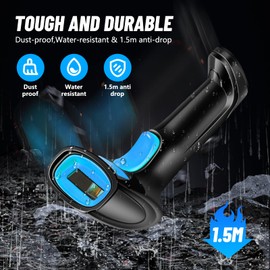 1D Handheld Barcode Scanner – Wireless Range Up to 328ft, Perfect for Retail, Warehouse, and Office Use