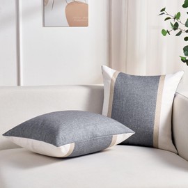 Grey Cushion Covers 45cm x 45cm Stripe Cushion Covers Decorative Square Throw Pillow Case Pillowcases for Couch Livingroom Sofa Bed with Invisible Zipper 45cm x 45cm Grey