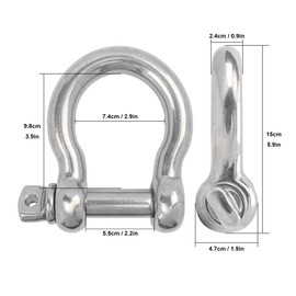 Biugaaufai 2 PCS 1 Inch D Ring Shackles, 304 Stainless Steel Anchor Shackle, 25 mm Screw Pin Anchor Shackles for Towing, Industrial, Outdoor, Vehicle Recovery(Breaking Load: 18000 lbs)