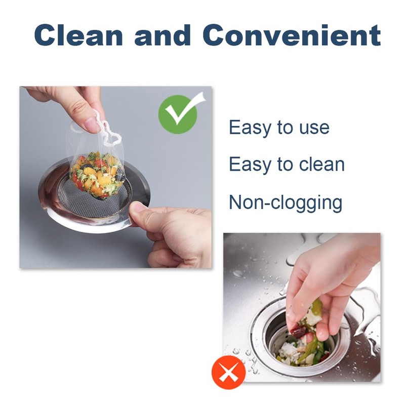 250 PCS Kitchen Disposable Mesh Sink Strainer Bag and PP