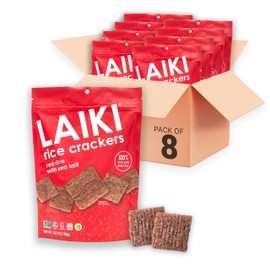Rice Crackers - Gluten Free Snacks - Deliciously Light and Airy Crunch - Allergen-Friendly, Vegan, Non-GMO, FODMAP Friendly, Seed-Oil Free, Red Rice Sea Salt flavor - 3.53 Ounce Bag (Pack of 8)