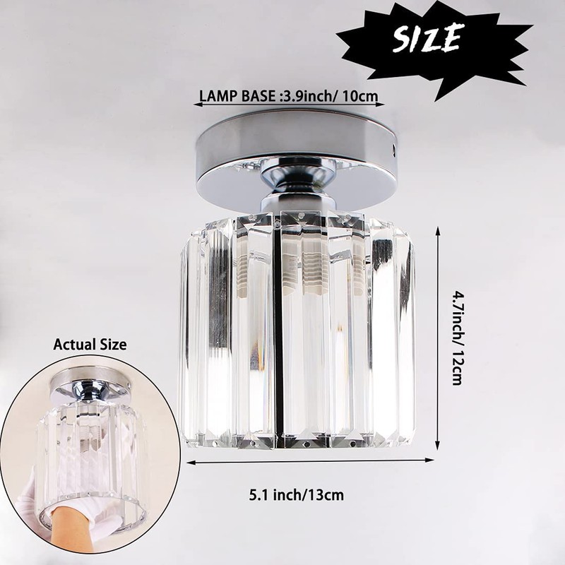 Crystal Ceiling Light Mini Chandelier Flush Mount Close to Ceiling