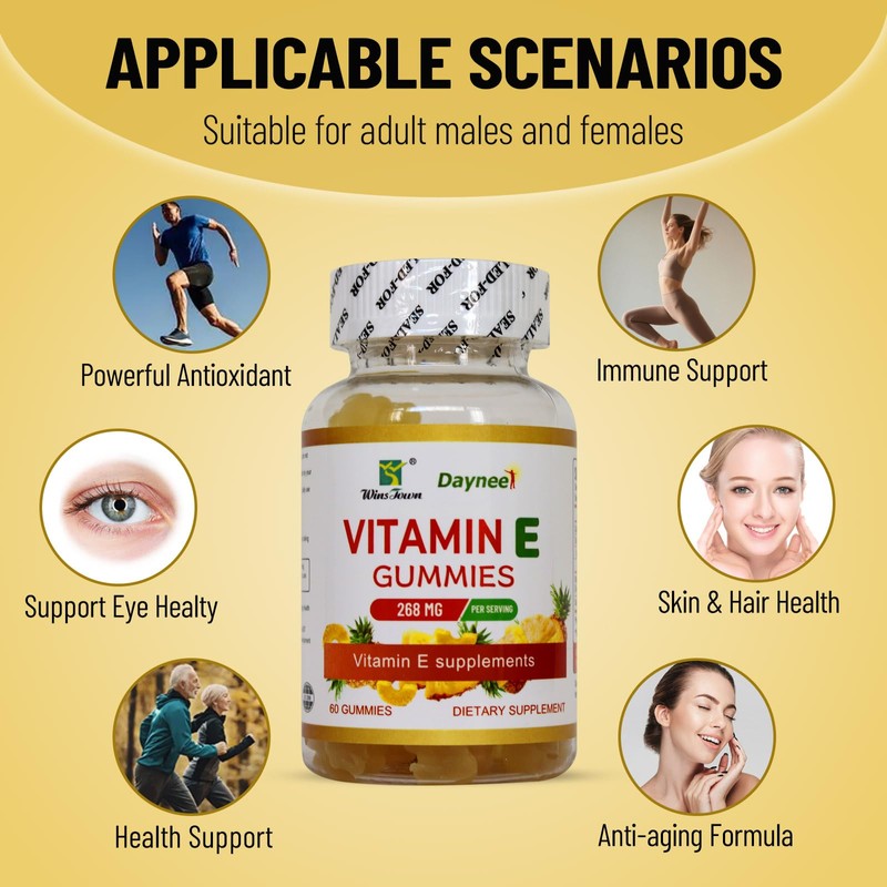 Wins Town Vitamin E Gummies 268mg, Delicious, Vegan, Non-GMO, Adult