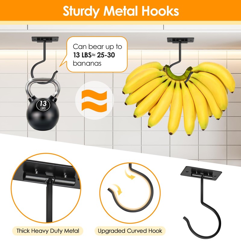 Fitnice Self Adhesive Banana Hook Under Cabinet Foldable Banana Hanger