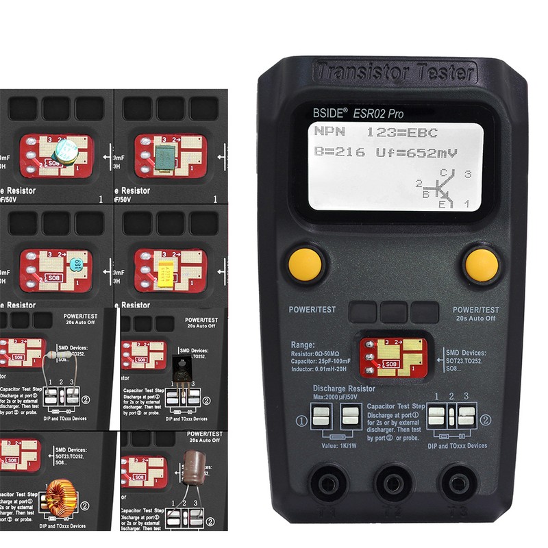 BSIDE ESR02 Pro Transistor Tester Multifunctional Digital Tester Diode Triode