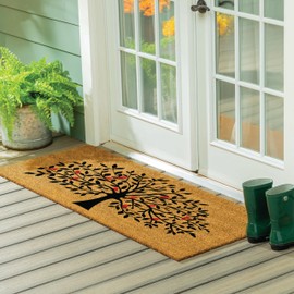 Evergreen Tree of Life Coir Doormat, 2' x 5' Extra Large Front Door Mat, Outdoor Indoor Entrance Rug, Non-Slip Welcome Mat for Double Doors Porch Patio (Red Birds, 24"x60")