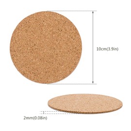 60 Pack Self-Adhesive Cork Round Squares - 4"x 4" Cork Backing Sheets Mini Wall Cork Tiles for Coasters and DIY Crafts (Round)