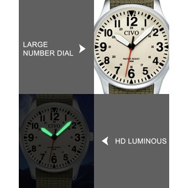 CIVO Military Watch for Men Waterproof: Analog Mens Watches Classic Design - Field Tactical Quartz Wrist Watch