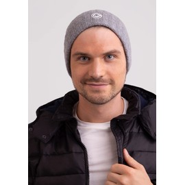 CASH-MERE.CH 100% Cashmere Rib Hat, Knitted Hat for Women and Teenagers, One Size, gray