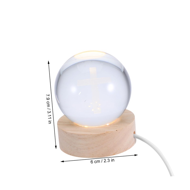 Levemolo Crystal Ball Night Light: Pattern Crystal Ball with Wood