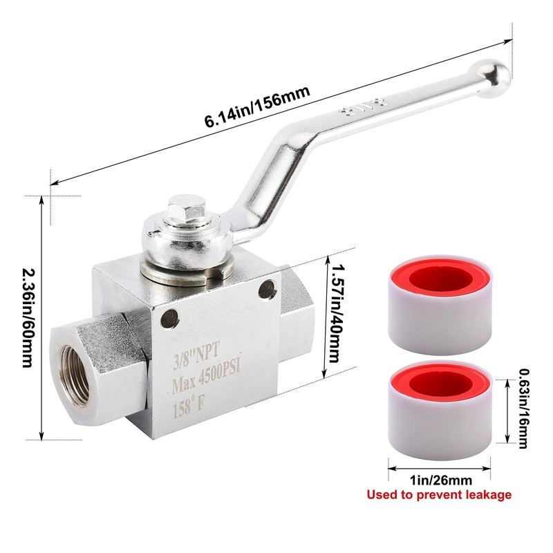Toolly High Pressure Washer Ball Valve Kit, 3/8 Inch Quick