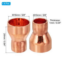 PATIKIL 5/8" to 3/8" ID Copper Reducer, 4pcs 99.9% Pure Copper Reducing Coupling Pressure Fitting Pipe Tube Connector Adapter with Sweat Solder Connection for HVAC Refrigeration System
