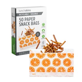 Lunchskins Recyclable + Sealable Food Storage Snack Bags Orange, 50 count
