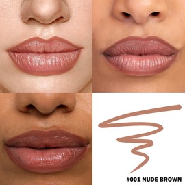 popcode Peel Off Lip Liner Stain, Infused with Nourishing Ingredients & Vitamin E, Quick Set Lip Stain Peel Off Long Lasting For All Skin Types,#001 Nude Brown