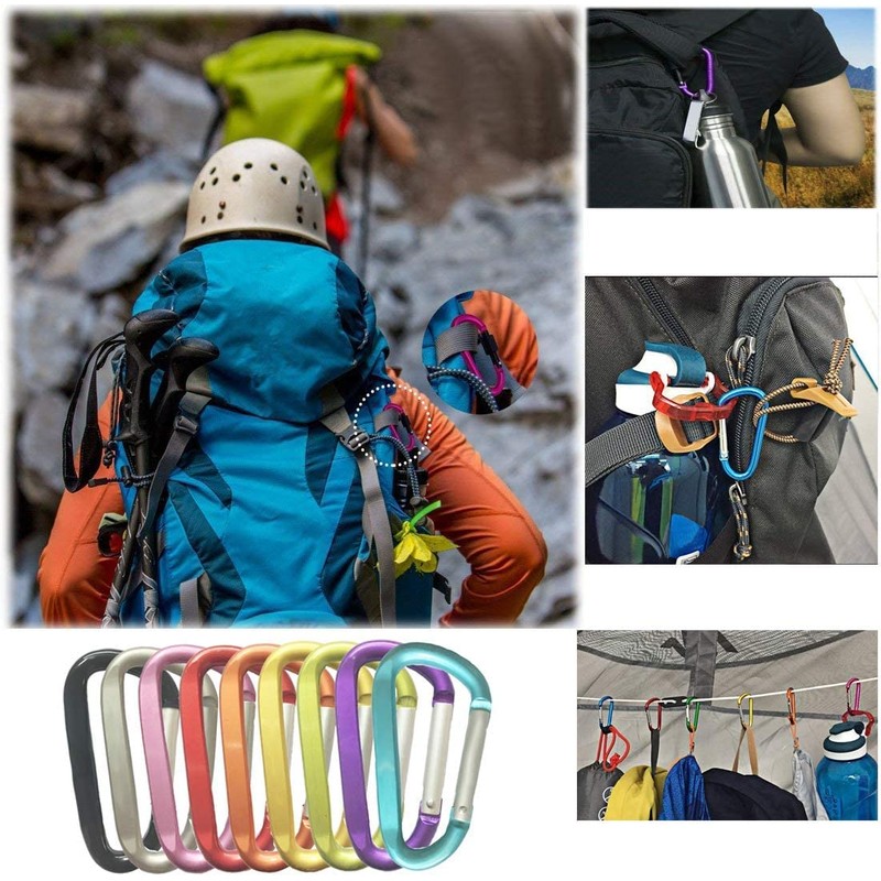 Large Carabiners Keychain 3" Aluminum D Shape Premium Durable D-Ring