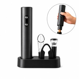 Electric Wine Bottle Opener 4 in 1 Set – Automatic Corkscrew with Wine Pourer, Vacuum Stopper & Foil Cutter for Home Bar