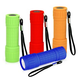 Riisoyu 4 Stück Mini LED Taschenlampe, COB-LED kleine Kinder Taschenlampe Handlampe mit Lanyard Silikonbeschichtung für Camping Outdoor Wandern Notfälle Kindergeburtstag Geschenke