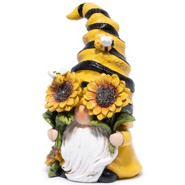 Hodao Spring Bumble Bee Gnome Figurine - Cute Garden Decor with Sunflower Accents, Yellow Bee Statue for Spring Home Table Decor, Unique Gifts for Nature Lovers