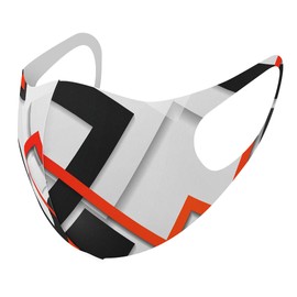 Design Mask, Set of 2, Polyester, Washable, Cloth Mask, Unisex, 008354, Unique Design, Red, Black, Red