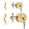 Dontay Pocket Door Keyed Lock with Handles, Round Contemporary Entrance