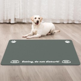 Plentio Extra Large Pet Food Mat, 36" x 24", Absorbent Dog Mat for Food and Water, Dog Feeding Mat to Protect Your Floors, Gray