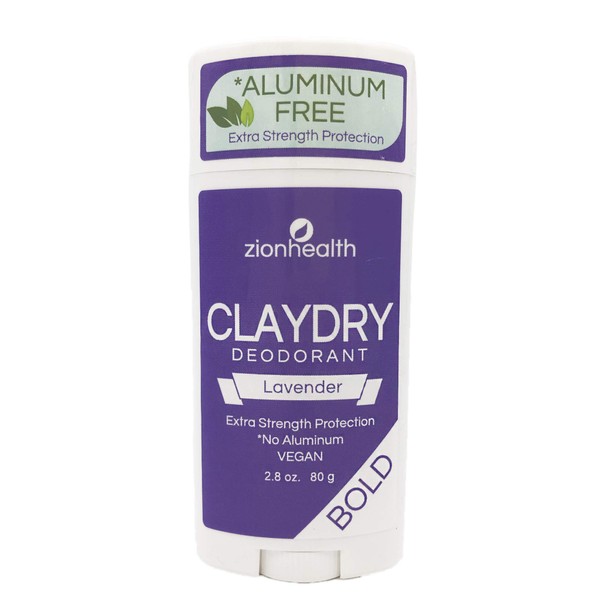 ClayDry Bold Lavender Vegan Deodorant Zion Health 2.8 oz Stick