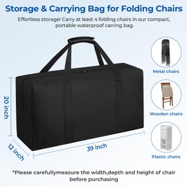 QYILUARE Heavy Duty Folding Chair Storage Bag,Large Waterproof Carry Bag for Metal,Wooden and Plastic Chairs,with Sturdy Handle (39" L x 12" W x 20" H)
