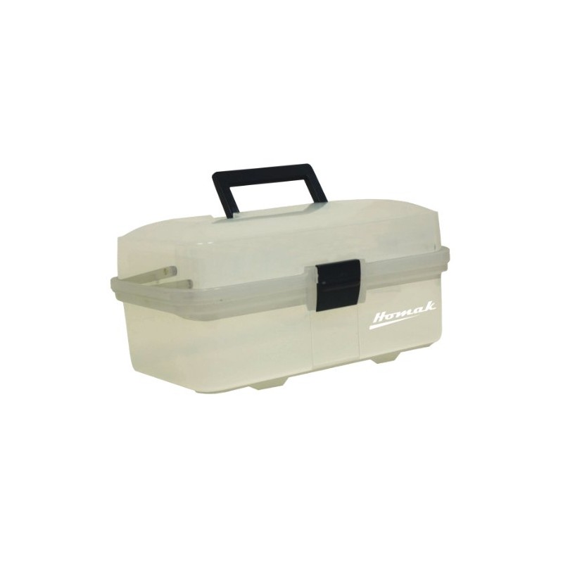 Homak 13-Inch Plastic Transparent Toolbox with 2 Tray Tier, TP00113067