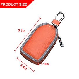 Osilly Car Key Fob Cover Case, Leather Auto Smart Key Holder Keychain Case with Mesh Window for Remote Key Fob（Orange/Gray）